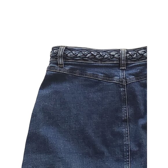 Harper Braid Waist Size Small Front Button Denim Skirt Blue - Picture 4 of 6